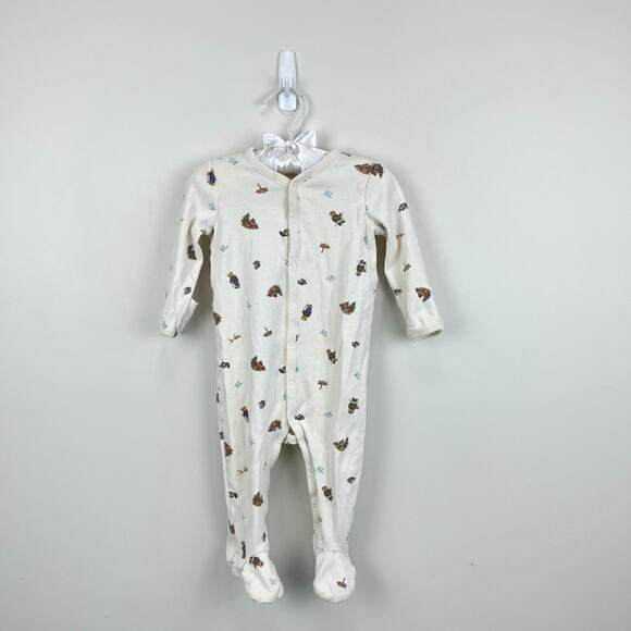 Ralph Lauren Camping Polo Bear Cotton Footed Coverall 9 Months - Picture 1 of 7